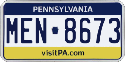PA license plate MEN8673