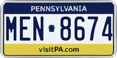 PA license plate MEN8674