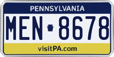 PA license plate MEN8678