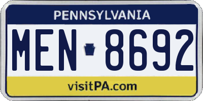 PA license plate MEN8692