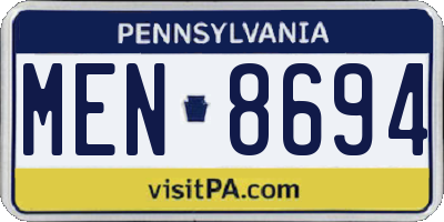 PA license plate MEN8694