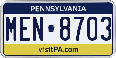 PA license plate MEN8703