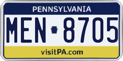 PA license plate MEN8705