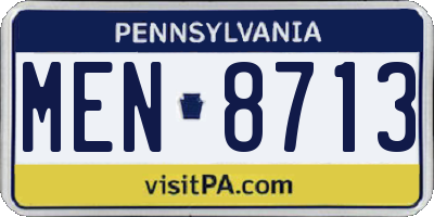 PA license plate MEN8713