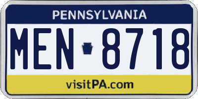 PA license plate MEN8718