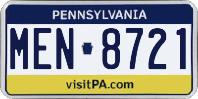 PA license plate MEN8721