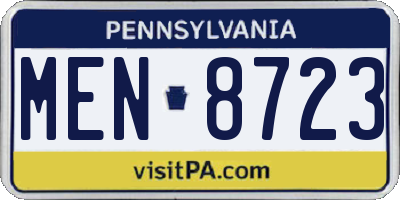 PA license plate MEN8723