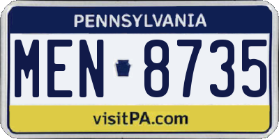 PA license plate MEN8735