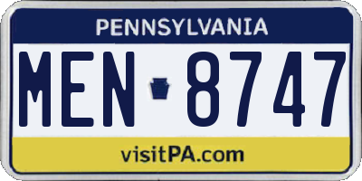 PA license plate MEN8747