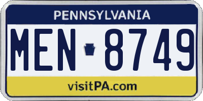 PA license plate MEN8749