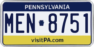 PA license plate MEN8751