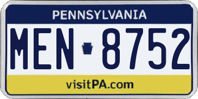 PA license plate MEN8752