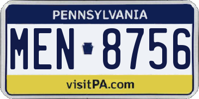 PA license plate MEN8756