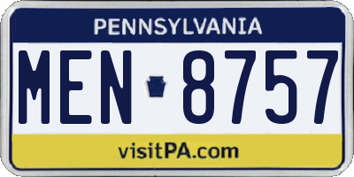 PA license plate MEN8757
