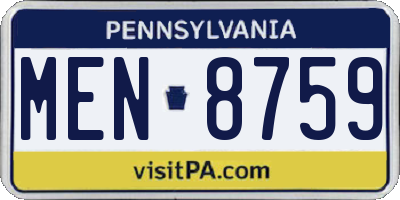PA license plate MEN8759