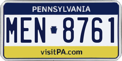 PA license plate MEN8761