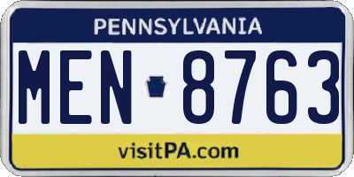 PA license plate MEN8763