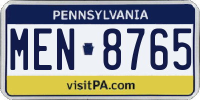 PA license plate MEN8765