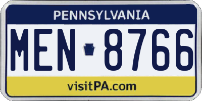 PA license plate MEN8766