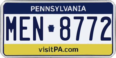 PA license plate MEN8772