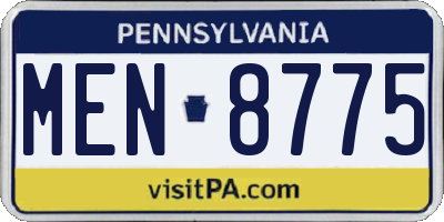 PA license plate MEN8775