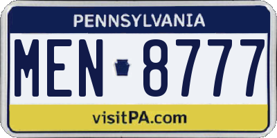 PA license plate MEN8777