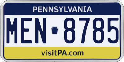 PA license plate MEN8785
