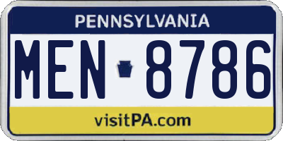 PA license plate MEN8786
