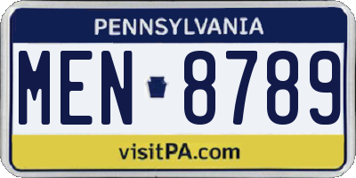 PA license plate MEN8789