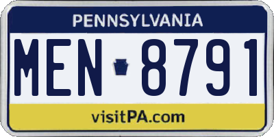 PA license plate MEN8791