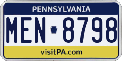 PA license plate MEN8798