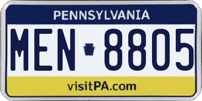 PA license plate MEN8805