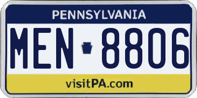 PA license plate MEN8806