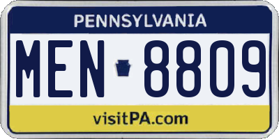 PA license plate MEN8809