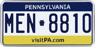 PA license plate MEN8810