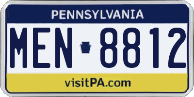 PA license plate MEN8812