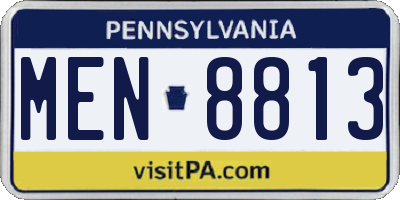 PA license plate MEN8813