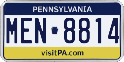 PA license plate MEN8814