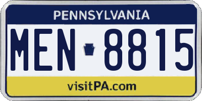 PA license plate MEN8815