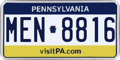 PA license plate MEN8816