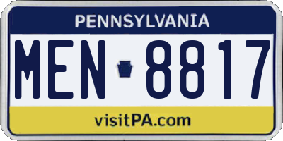 PA license plate MEN8817