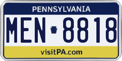 PA license plate MEN8818