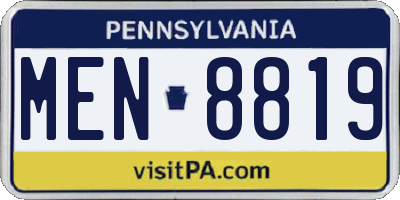PA license plate MEN8819