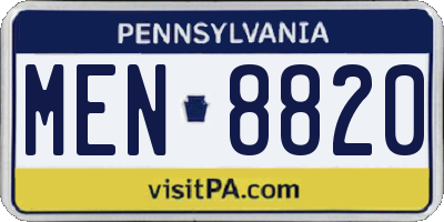 PA license plate MEN8820