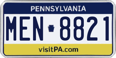 PA license plate MEN8821