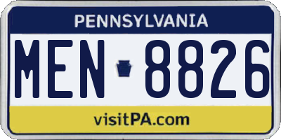 PA license plate MEN8826