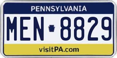 PA license plate MEN8829