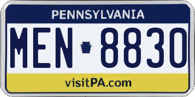PA license plate MEN8830