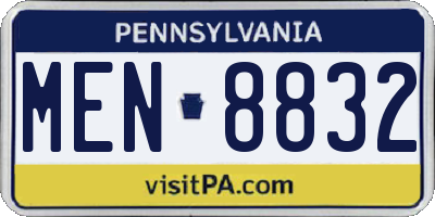PA license plate MEN8832