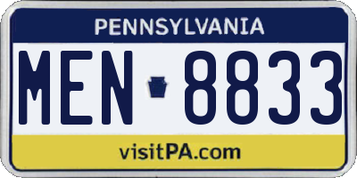 PA license plate MEN8833